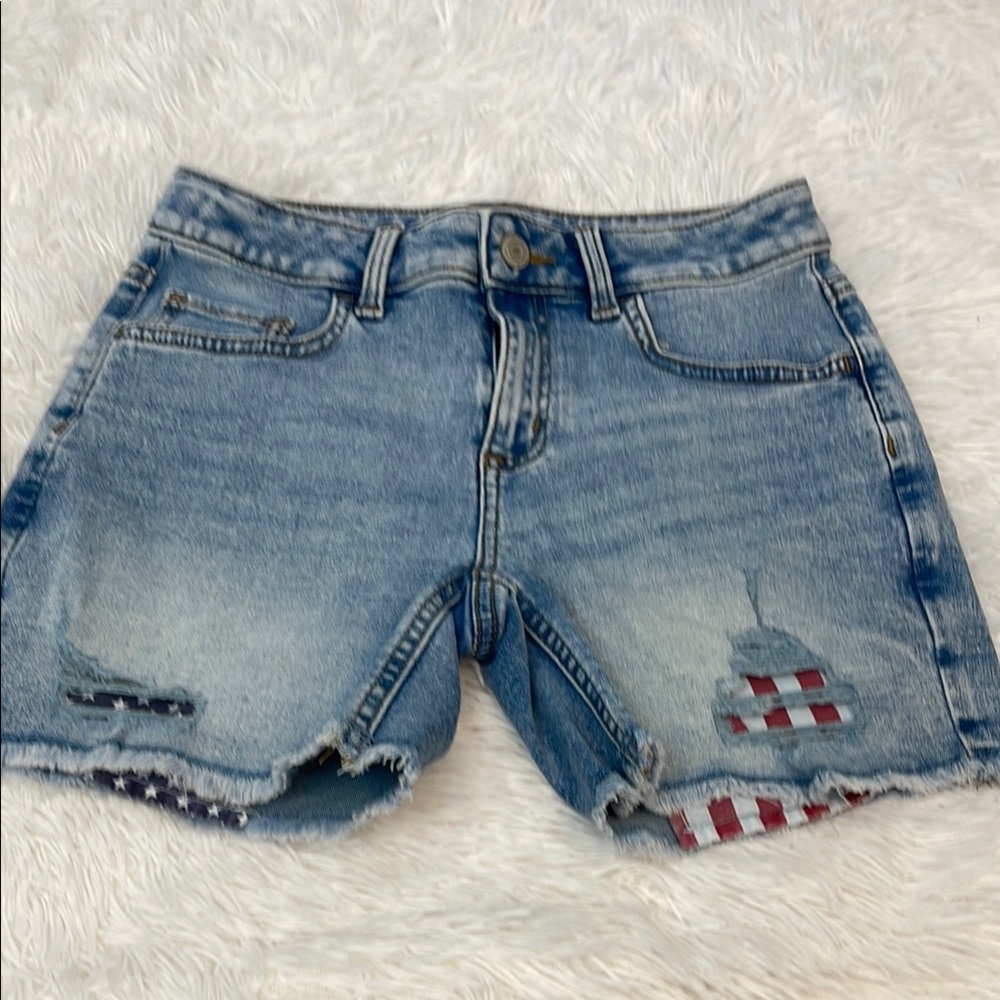 SO Blue Jean DENIM Shorts Distressed Cut-Off Style GIRLS SIZE 14